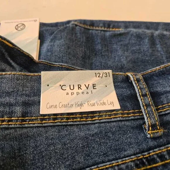 Curve Appeal Curve Creator High Rise Wide Leg Denim Jeans Womens 12/31 NEW - Picture 5 of 5